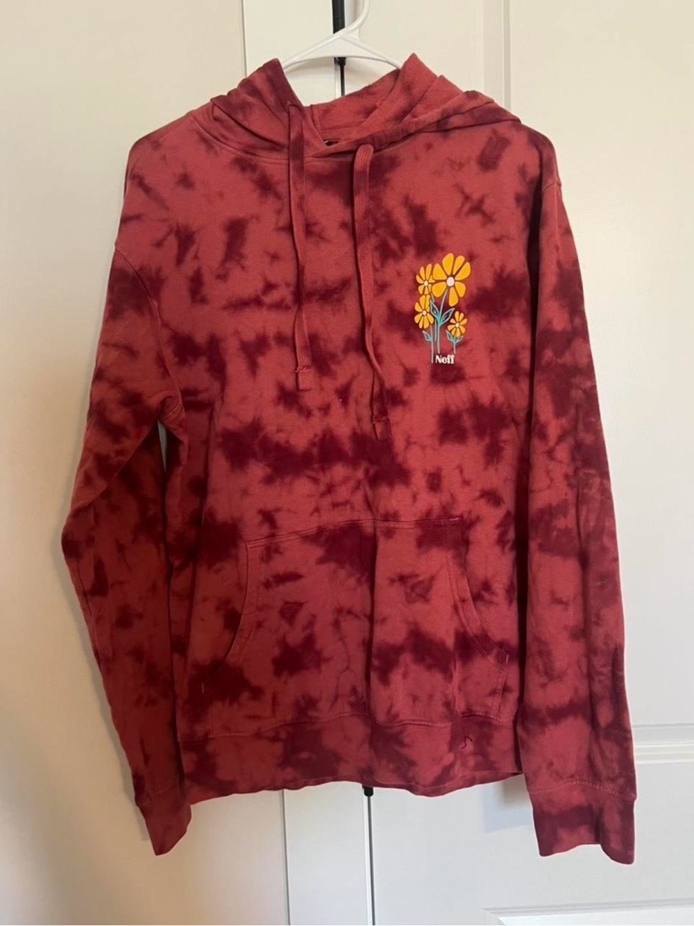 Neff Women’s Red Tie Dye Hoodie with Floral Design S
